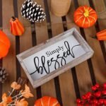 FESTWIND Tiered Tray Decor: Embossed Metal "Simply Blessed" Sign with Wood Frame - Rustic Home Decor for Thanksgiving - Image 9