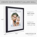 Sheffield Home 9-Piece Gallery Wall Frame Set, 12x12 in. with 8x8 in. Matte Black Mats - Image 3