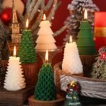 Handmade 6 PCS Green & White Christmas Scented Candle Set - Realistic Origami Tree Decor for Holiday Relaxation & Gifting. - Image 6