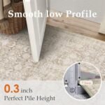 WondRg 8x10 Beige Washable Area Rug: Floral, Non-Slip, Low Pile, Stain-Resistant for Living Room, Bedroom & Office. - Image 4