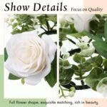 Yunlly 3-Inch Artificial Rose Candle Rings for Weddings: White Eucalyptus Centerpieces, 12 Pcs, LED Flameless Decor for Parties, Valentine's & Mother's Day. - Image 5