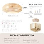 20'' Boho Rattan Ceiling Fan with Light & Remote Control, Enclosed Flush Mount for Living Room & Nursery - Image 6