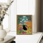 Gustav Klimt-Inspired Cat Floral Wall Art, Framed Poster for Living Room, Bedroom, or Dorm - 8" x 10" - Image 4