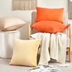 GriNeed Set of 2 Fall Orange Velvet Throw Pillow Covers, 18x18 Inch, Soft Burnt Orange Cushion Cases for Sofa, Living Room, and Boho Farmhouse Decor. - Image 4