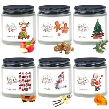 Christmas Scented Candles for Home, 6 Pack Soy Set, 21 oz Jar, Perfect Gifts for Women/Coworker/Girlfriend/Friends