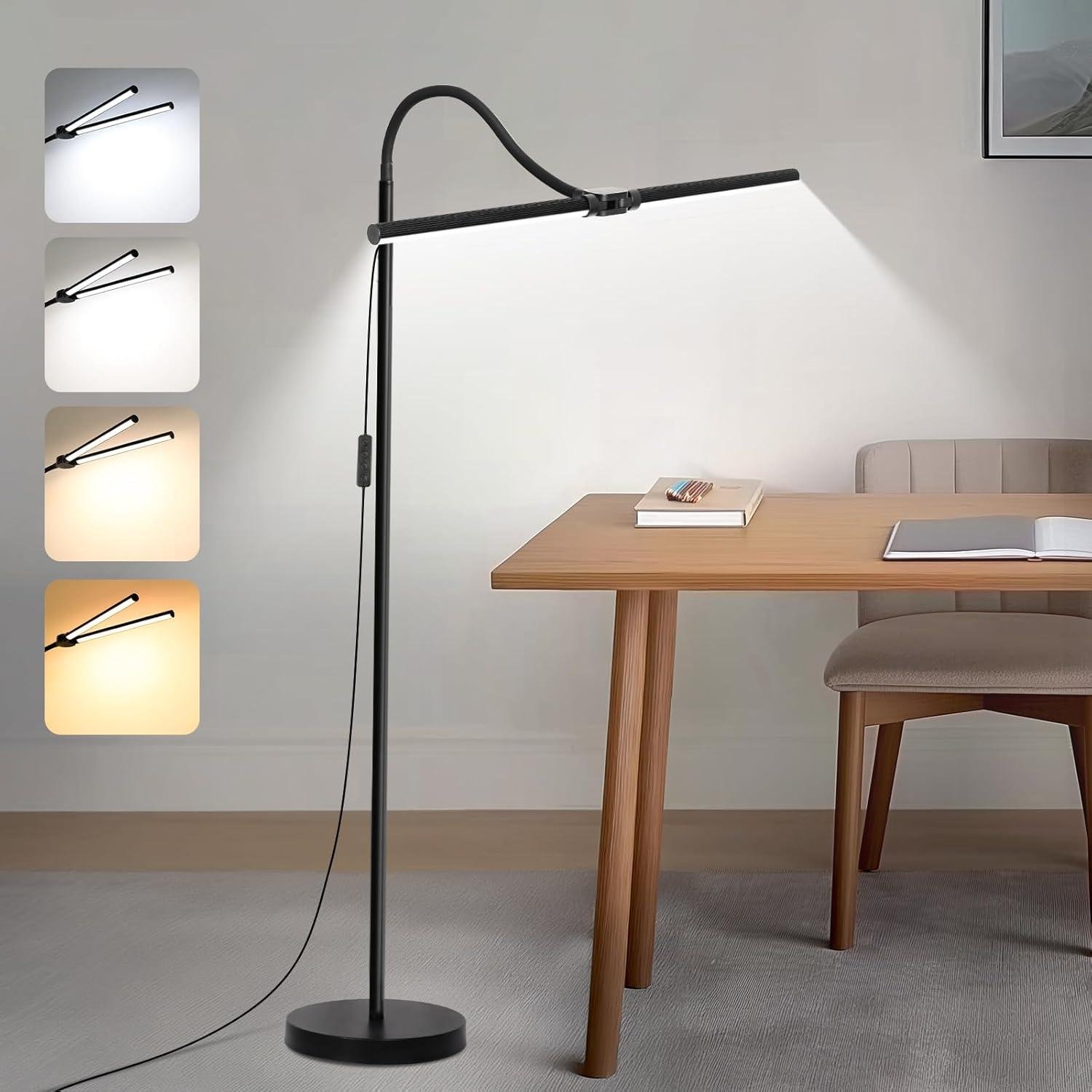 Why We Love This Adjustable Double-Head LED Floor Lamp for Reading