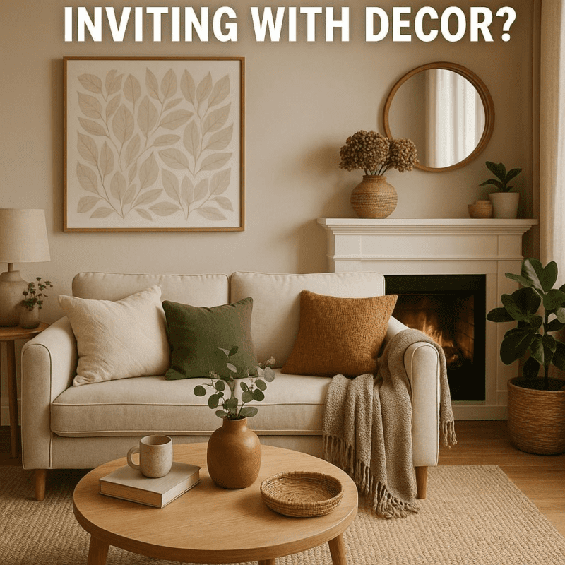 What are some ways to make a living room feel more inviting with decor?