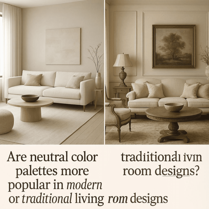 Are neutral color palettes more popular in modern or traditional living room designs?