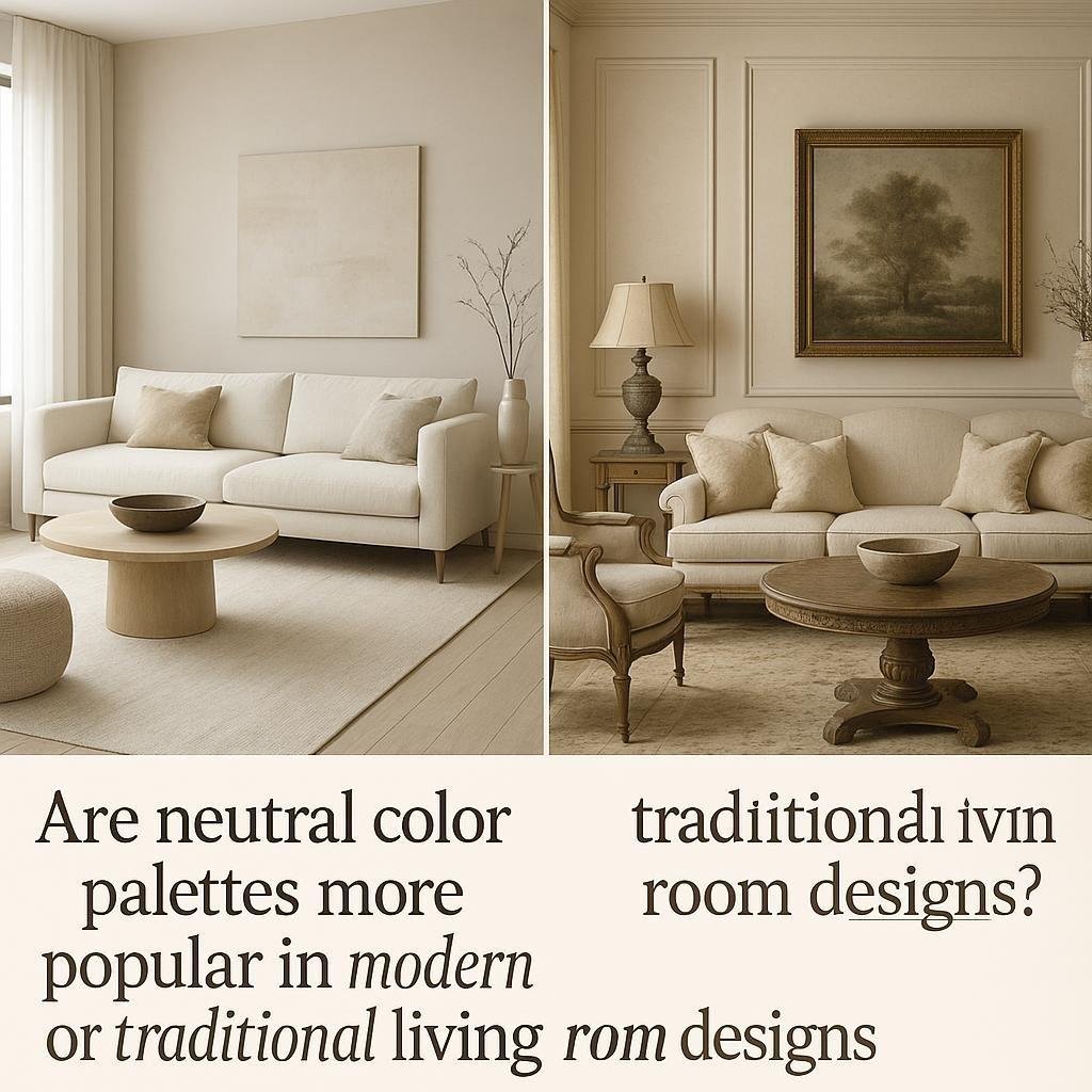 Are neutral color palettes more popular in modern or traditional living room designs?