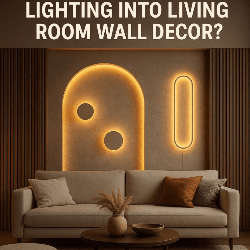 Are there ways to incorporate lighting into living room wall decor?