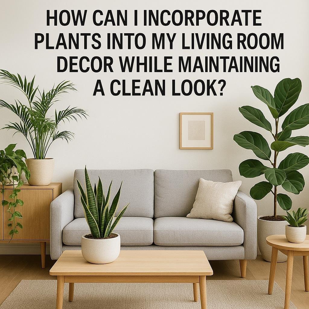 How can I incorporate plants into my living room decor while maintaining a clean look?