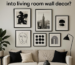 What are some ways to incorporate black and white art into living room wall decor?