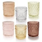 24 pcs Fall Votive Candle Holders, 6 Colors 3 Patterns Tealight Candle Holders for Wedding Table Centerpiece Birthday Party Decoration