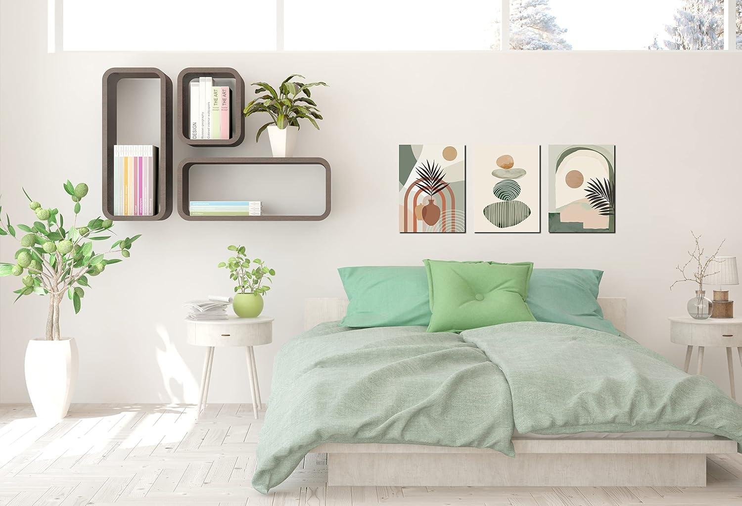 Elevating​ Your Space: Our Review⁣ of ZHAOSHOP Boho Green Canvas‌ Triptych