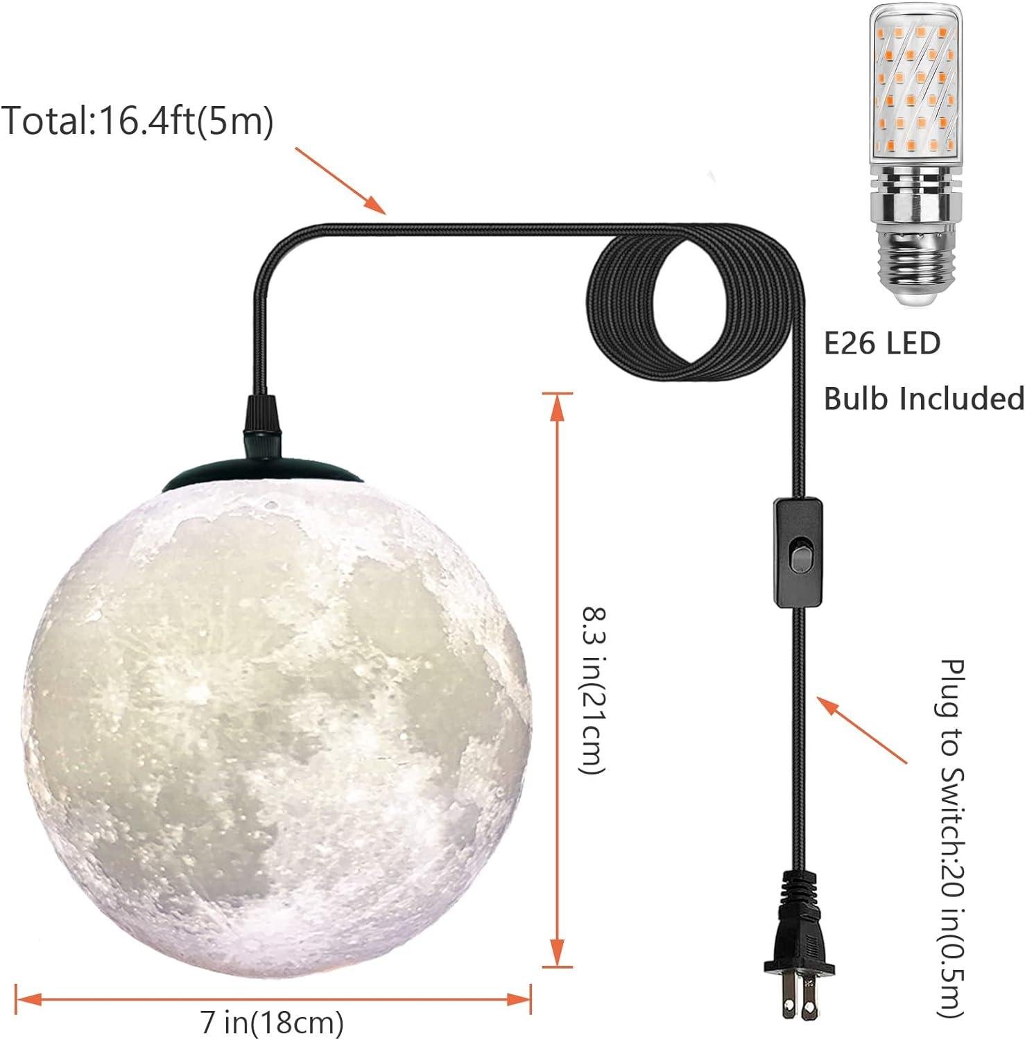 Our Amiable Review: Plug-in moon ​Pendant Light with ‍Long Cord