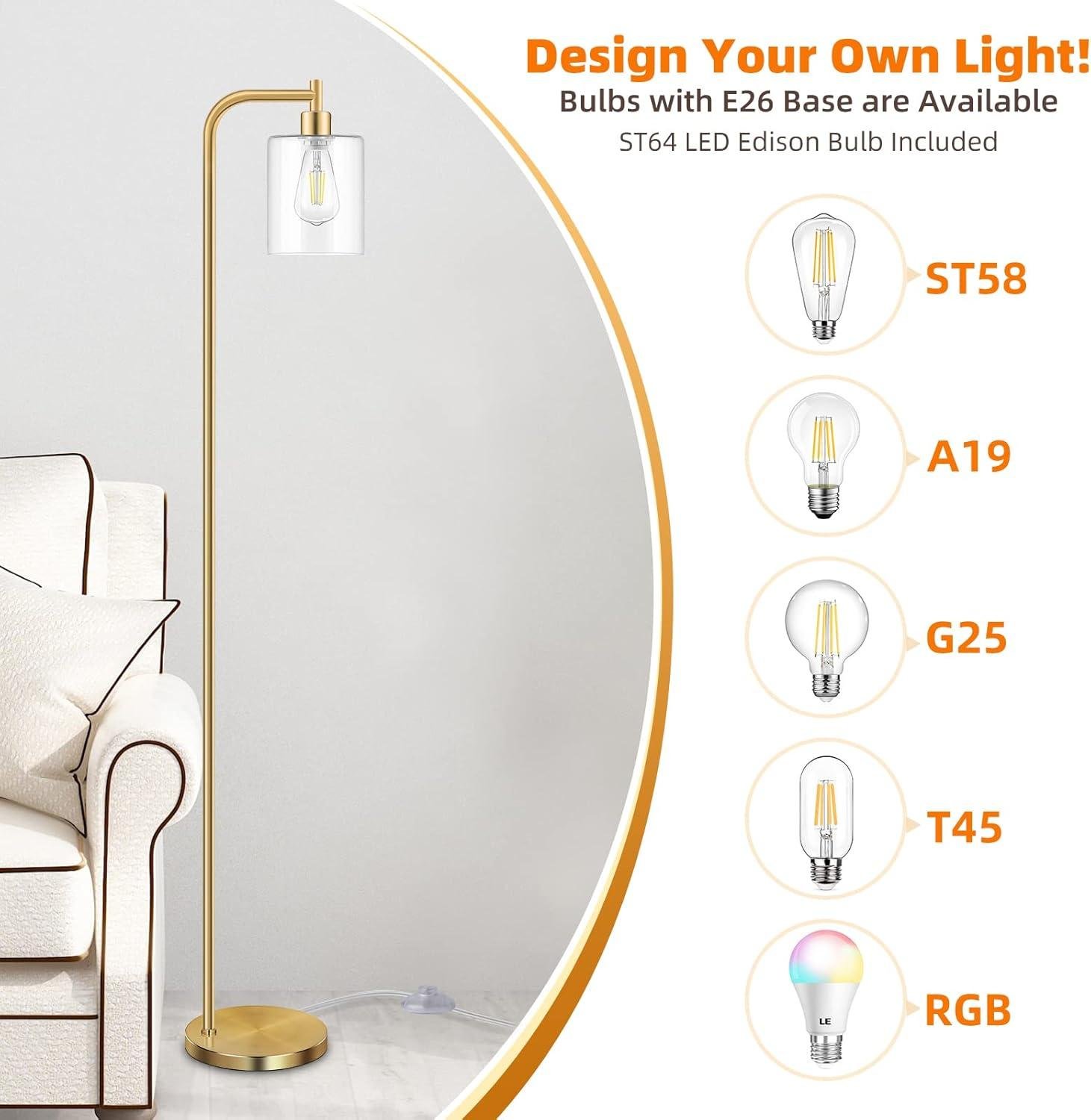 Our⁣ Review: Stylish & Sturdy⁢ Industrial Floor Lamp with Glass ‍Shade