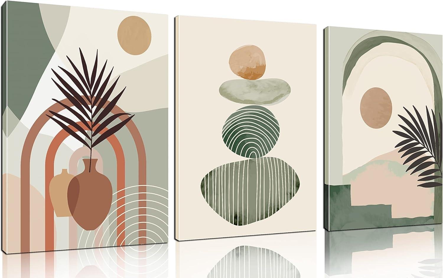 elevating⁢ Your Space: Our Review of ZHAOSHOP Boho​ Green Canvas Triptych