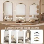 Antok 71"x28" Arched Full-Length Mirror: Elegant Bronze Carved Floor Mirror for Bedroom & Living Room Decor. - Image 8