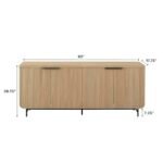 Walker Edison Reema 69" Fluted 4-Door Kitchen Sideboard Buffet Console in Coastal Oak - Image 3
