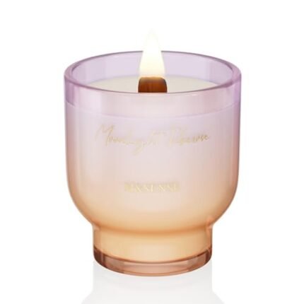 M&SENSE 9.88oz Natural Soy Wax Jar Candle with Wooden Wick | Moonlight Tuberose Scent | 55-Hour Burn & Long-Lasting Burn | Housewarming Gift for Men and Women