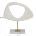 Deco 79 Abstract Polystone Sculpture with Marble Stand, 12" x 3" x 13", White Home Decor Accent - Image 3