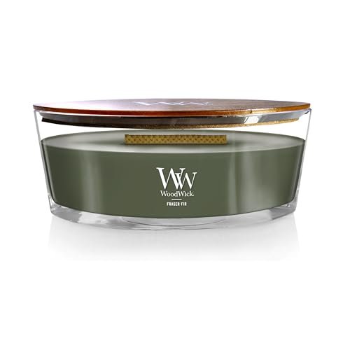 WoodWick Fraser Fir Holiday Candle Gift, 16 oz Ellipse with WoodWick Fraser Fir Holiday Candle Gifts for Women and Men, 16 oz Ellipse Candle with Crackling Wick