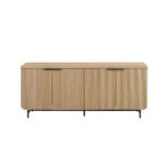 Walker Edison Reema Fluted 4-Door Kitchen Sideboard Buffet Console, 69 Inch, Coastal Oak