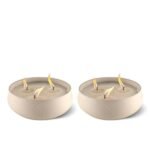 TIKI Citronella Candle 2-Pack – 7-Inch White Wax Bowl with Concrete Finish – Outdoor Decorative Candles for Patio, Deck, Garden, Backyard & Camping