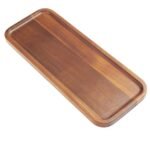 HOMKULA Solid Acacia Wood Serving Trays and Platters - Wooden Mini Charcuterie Boards, Rectangle Small Cheese Board for Food, Bathroom, Home Decor, Kitchen Counter, (14"x5.5", 1 Pack)