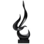 Paytonture Black Fire Flame Sculpture, Modern Abstract Resin Statue, Art Statue Home Decor for Living Room TV Stand Coffee Table Shelf Accents Decor.