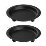 Beeutik Black Candle Candlestick Holder Decor, 4.13 Inch Round Candles Tray Holders Set of 2, Iron Plate Candle Stand for Pillar Ball Candles, Metal Porta Velas for Home Decor Table Centerpiece