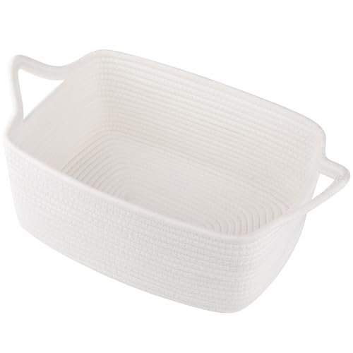 OIAHOMY Woven Basket - Empty Gift Basket with Bags & OIAHOMY Woven Basket, Gift Basket Empty with Gift Bags and Ribbons, Rope Baskets for Baby Showers, Storage Baskets with Handles for Nursery, Pet Toy Organizer - White