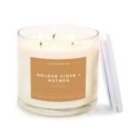 Calyan Wax Co. Golden Cider & Nutmeg 3 Wick Scented Candle - 43 Hour Burn - Luxury 3 Wick Soy Candles - Non Toxic Soy Wax Candles - Long Lasting Large Glass Jar Candle for Home - 14.9oz