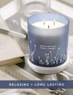 Large White Sage Sea Salt 3 Wick Candle - 14.5 oz Soy Scented Candle for Home Cleansing & Stress Relief - Image 5