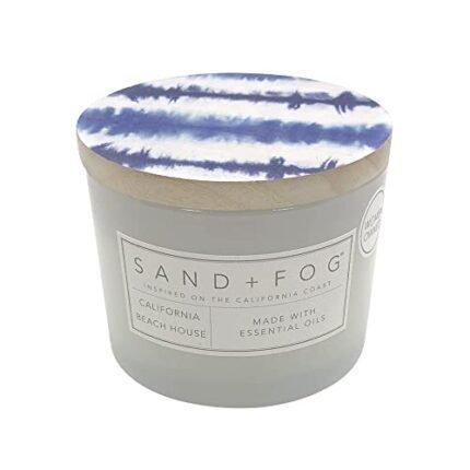 Sand + Fog Scented Candle - California Beach House – Additional Scents and Sizes – 100% Cotton Lead-Free Wick - Luxury Air Freshening Jar Candles - Perfect Home Decor – 12oz