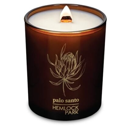 Hemlock Park Amber & Gold Wood Wick Candle Handcrafted with Natural Coconut Wax (Standard 7.2 oz, Palo Santo)