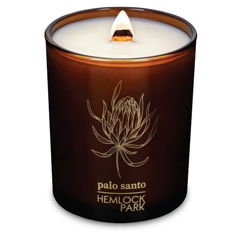 Hemlock Park Palo Santo Amber & Gold Wood Wick Candle, Hemlock Park Amber & Gold Wood Wick Candle Handcrafted with Natural Coconut Wax (Standard 7.2 oz, Palo Santo)