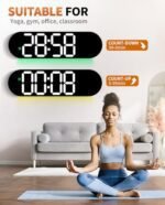 GLOKUUCA 17.2" Digital Wall Clock - Color-Changing Remote, Date, Week, Temp, Auto Dim, Night Light - Image 7