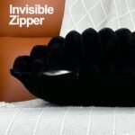 Set of 2 Black 18x18 Decorative Faux Fur Throw Pillow Covers with Velvet Back for Sofa & Bed. - Image 4