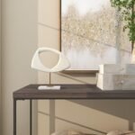 Deco 79 Abstract Polystone Sculpture with Marble Stand, 12" x 3" x 13", White Home Decor Accent - Image 7