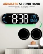 GLOKUUCA 17.2" Digital Wall Clock - Color-Changing Remote, Date, Week, Temp, Auto Dim, Night Light - Image 5
