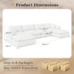 Intuition Decor Cloud Couch: Modern U-Shaped 6-Seater Sectional Sofa with Removable White Linen Cushions. - Image 2