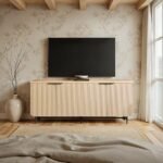 Walker Edison Reema 69" Fluted 4-Door Kitchen Sideboard Buffet Console in Coastal Oak - Image 2