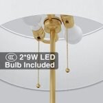 Karjoefar 2-Light Mid Century Floor Lamp with White Fabric Shade, 9W Bulb, 3 Color Temperatures for Living Room & Bedroom. - Image 6