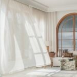 FMFUNCTEX 84" Sheer Linen Sliding Door Curtain - Extra Wide 100" Beige Drapes, Semi-Sheer Grommet Panel - Image 6