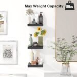 Fixwal 8-inch Floating Wall Shelves Set of 3 - Small Black Shelves for Bathroom, Living Room, Bedroom, Kitchen Decor - Image 5