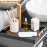 SXNOWS Large Coffee Table Tray: Wooden Serving Tray for Living Room with 2 Handles & 4 Round Coasters, Black. - Image 6