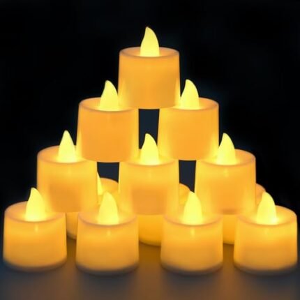 KOABY 25/50/100 Pack Flameless Votive Candles, Last 8H+, Warm Yellow Light, No Timer or Flickering