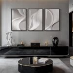 Modern Abstract Wall Art in Silver Gray, 24x36" Prints for Living Room, Office, and Hallway Decor. - Image 4
