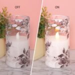 Rose LED Flameless Glass Candles with Remote & Timer - Battery Operated Floral Decor for Spring, Easter & Holidays - Set of 3 - Image 4